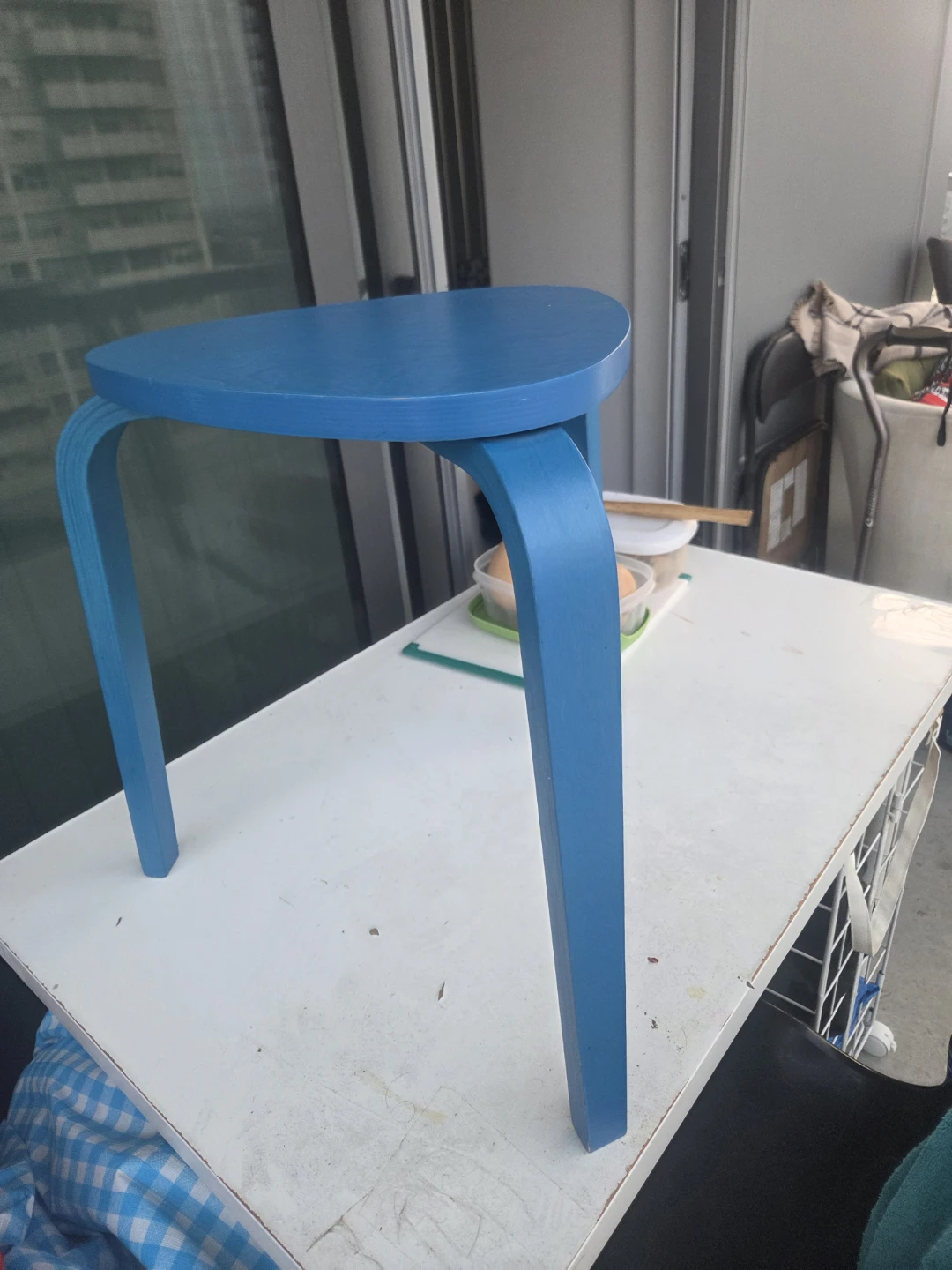 Blue Bentwood Stool/Side Table - photo 5