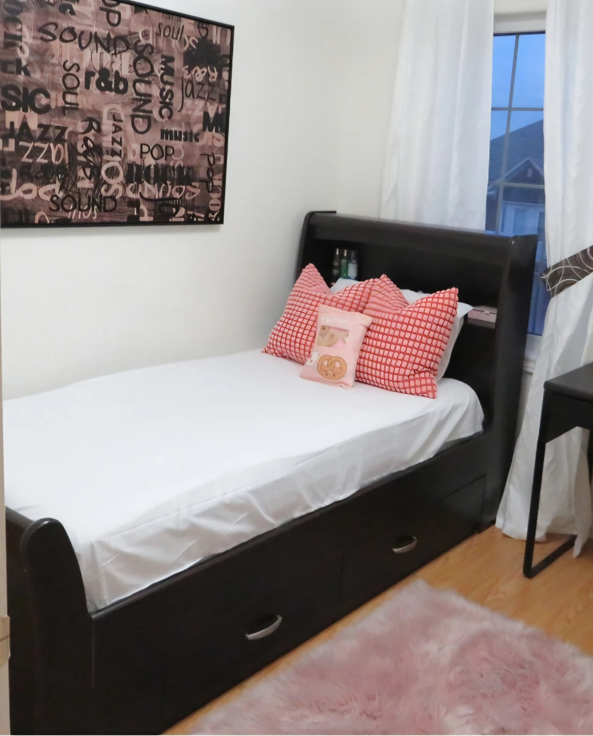 Dark Wood single Bed Frame with Storage Drawers