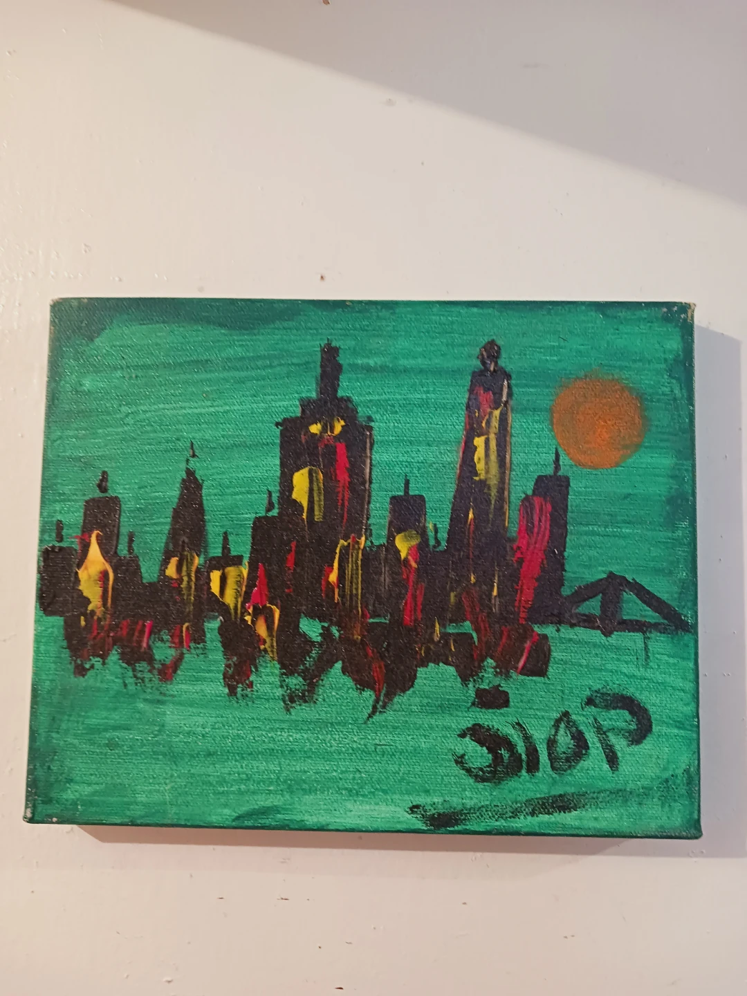 Authentic Signed Small Cityscape Painting. Not framed