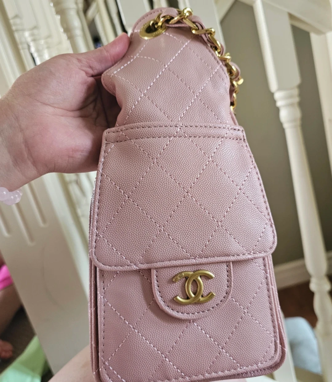 Pink Quilted Handbag with Chain Strap - photo 3