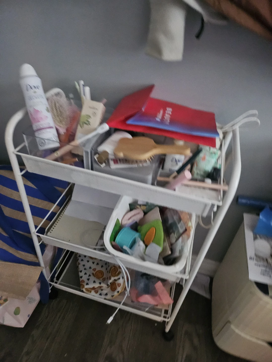 White 3-Tier Rolling Storage Cart