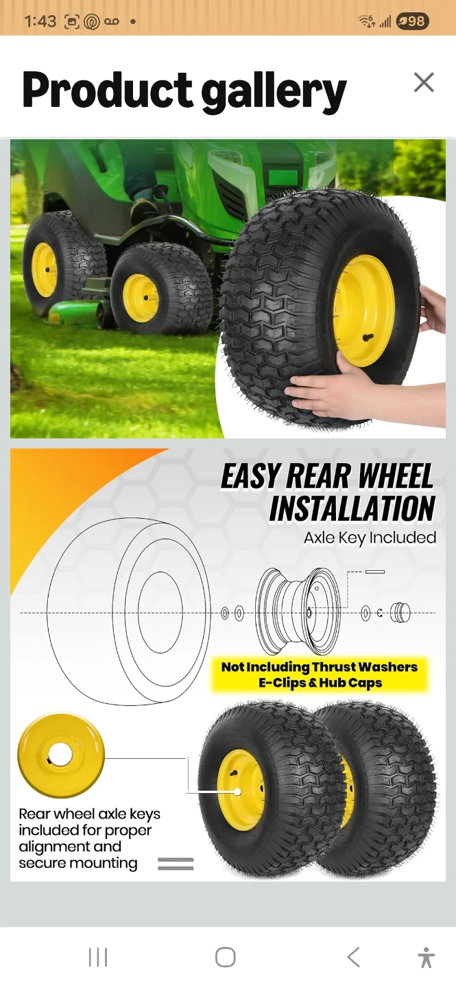 20X8.00-8 Rear Tire and Wheel Assemblies (Set of 2) - photo 4