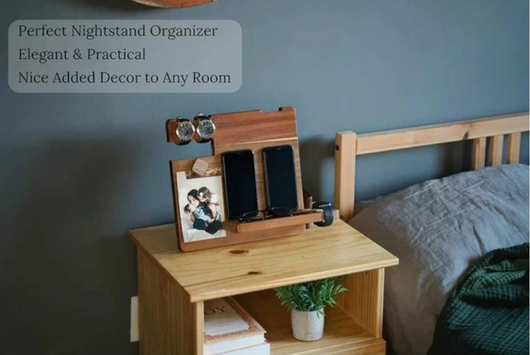 WUTCRFT -Wood Docking Station/Nightstand Organizer with .... - photo 4