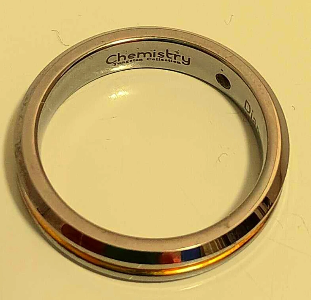 💍Chemistry Tungsten Collection Ring with Small Diamond Centre💍