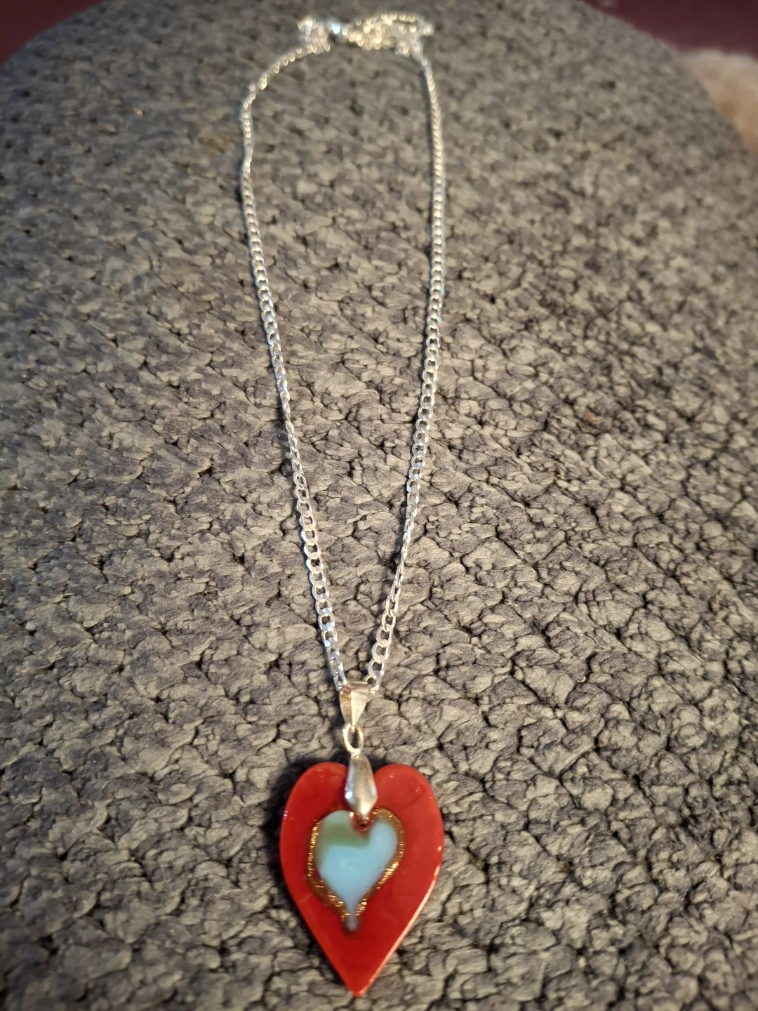 Sterling Silver Red Heart Necklace - photo 2