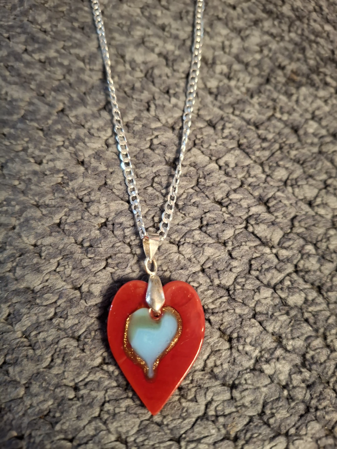 Sterling Silver Red Heart Necklace - photo 3