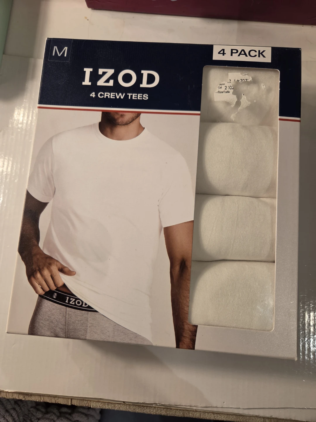 IZOD 4 Pack Men's Crew Tees - White - Size M
