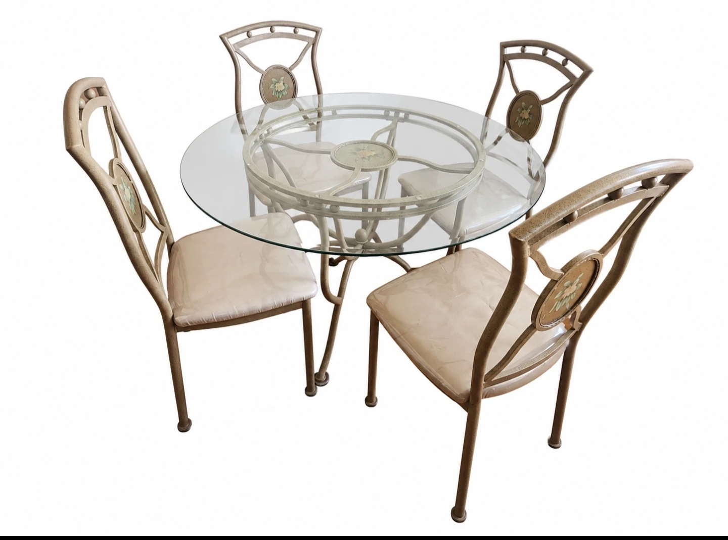 Glass Top Dining Set with 4 Chairs