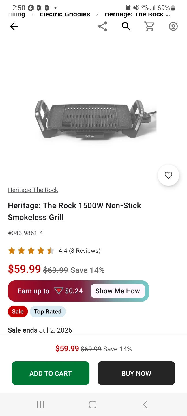 Heritage The Rock 1500W Non-Stick Smokeless Grill - photo 2