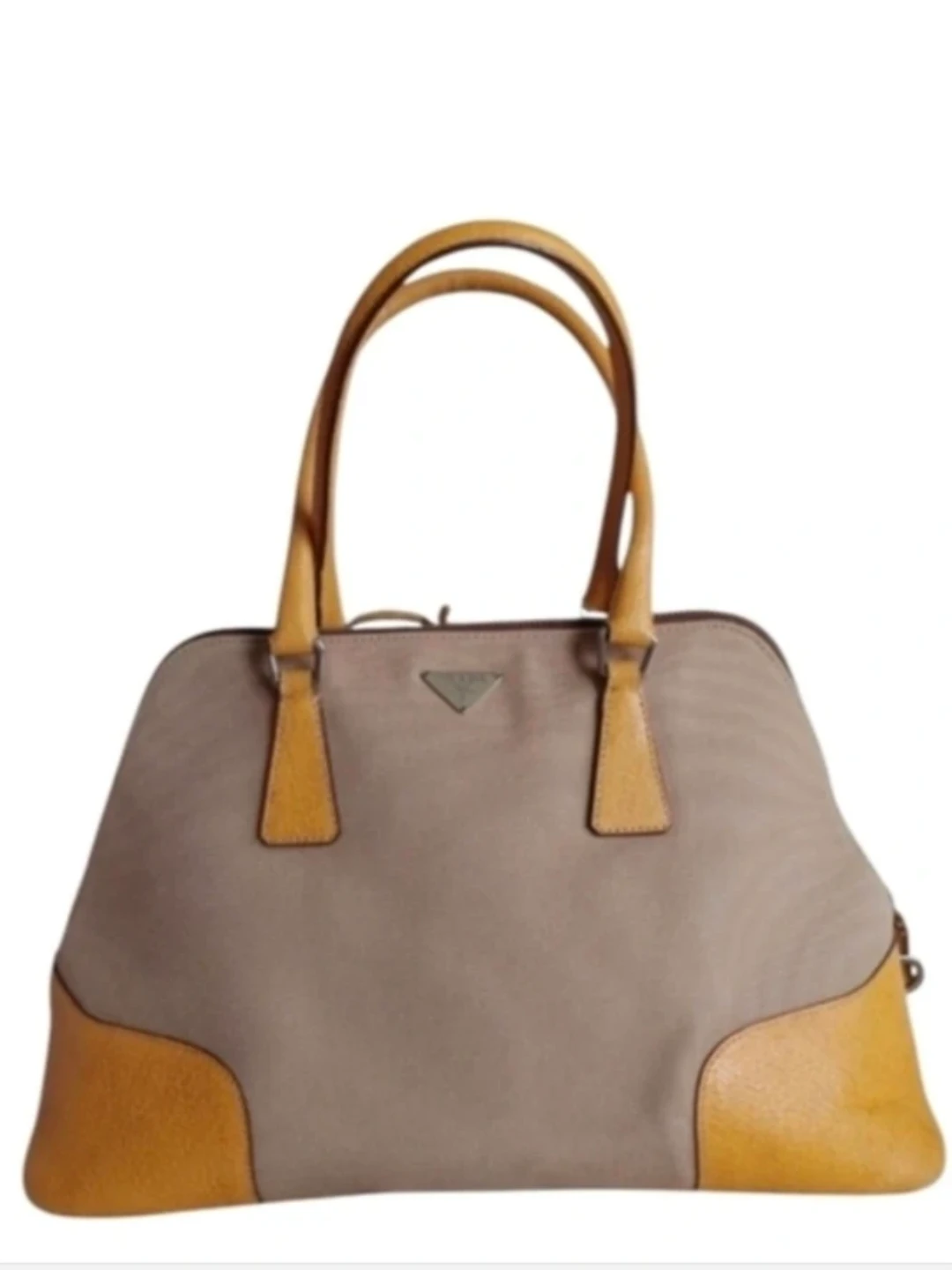 PRADA Dome Canapa & Leather Bag