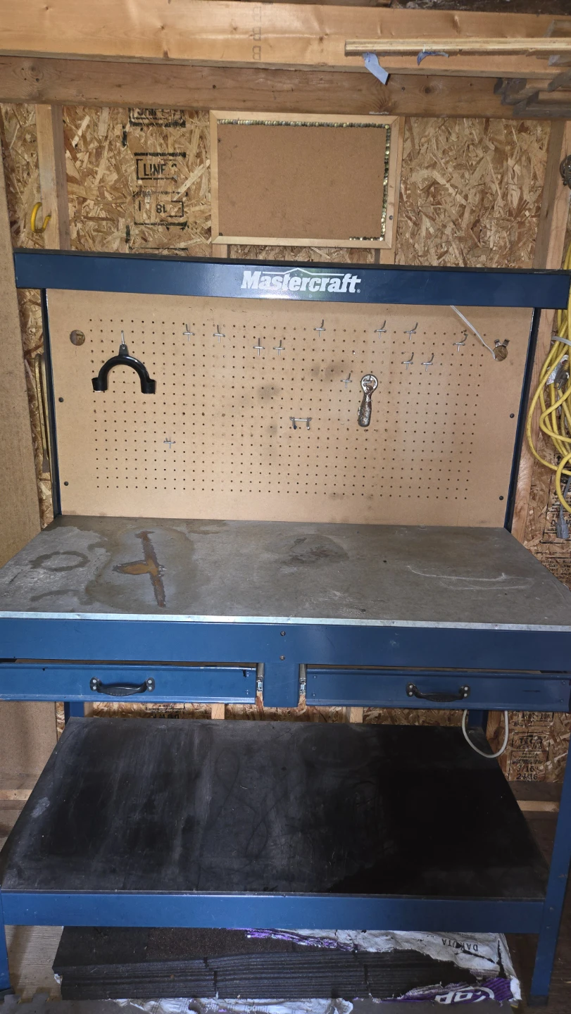 Mastercraft Workbench with Pegboard and Light