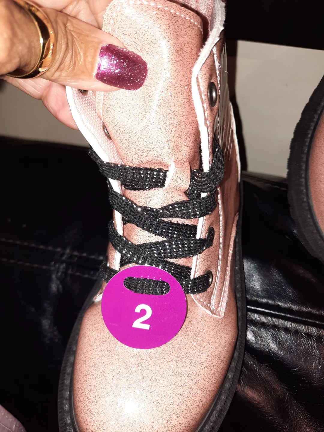 NWT Rose Gold Glitter Combat Boots Girls Size 2 - photo 2