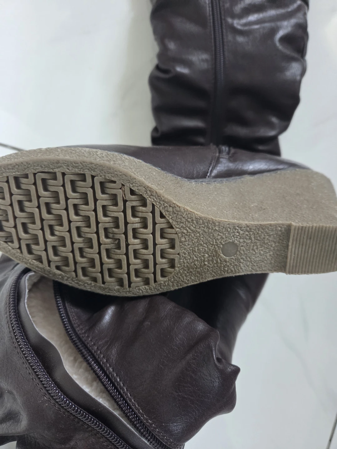 Brown Wedge Boots with Sherpa Lining