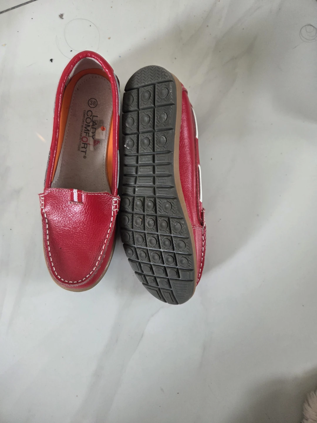 Lady Comfort Red Loafers - Size 38