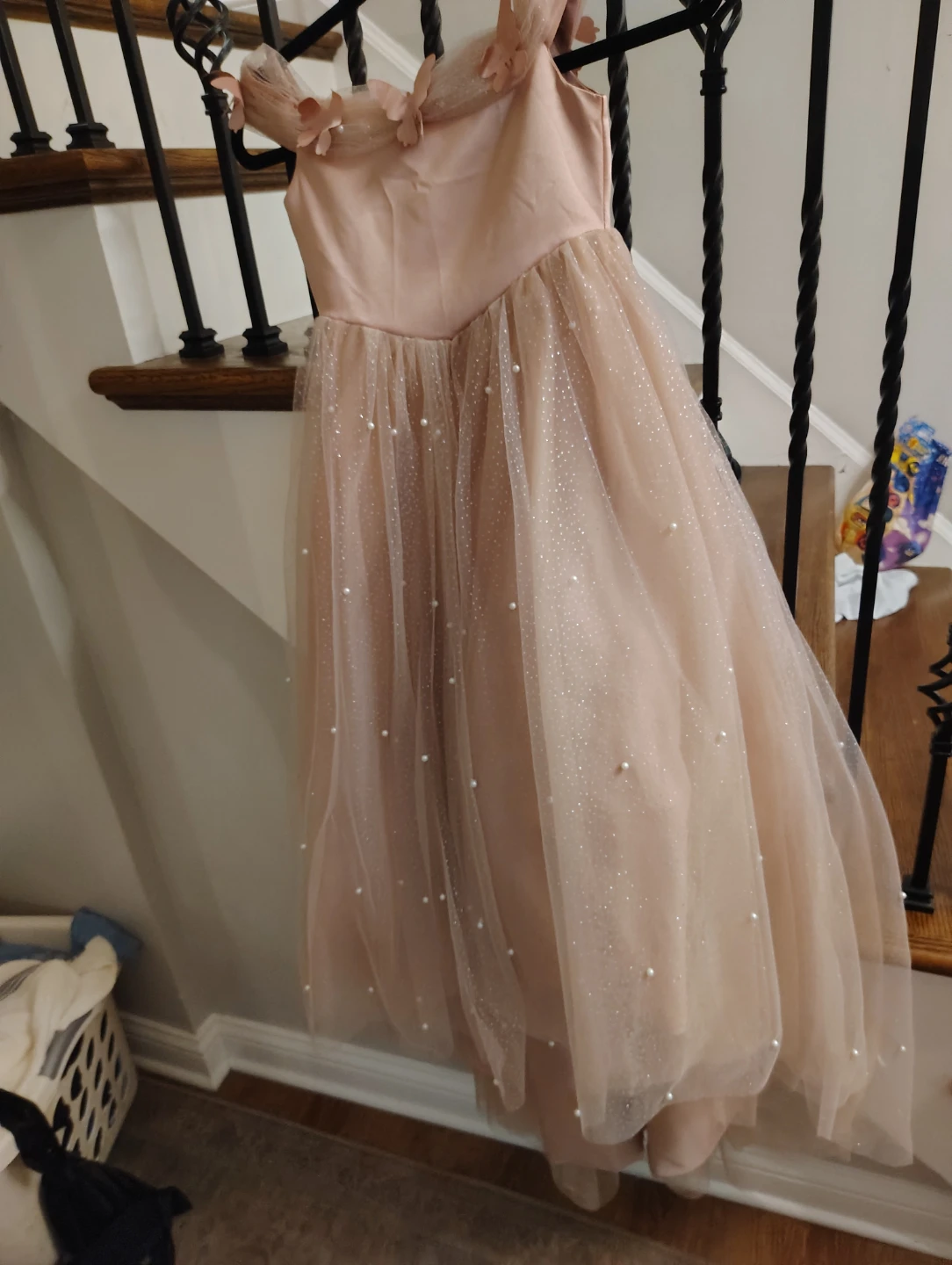 Rose Gold off the shoulder gown for little girl