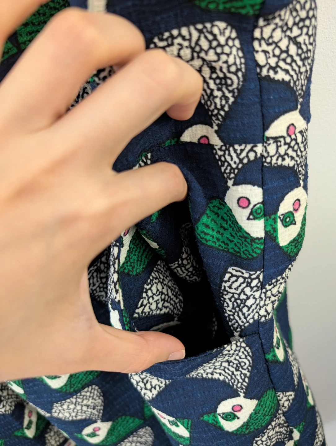 Cute Navy Blue Owl Print Dress with 2 pockets 20" ptp - photo 3