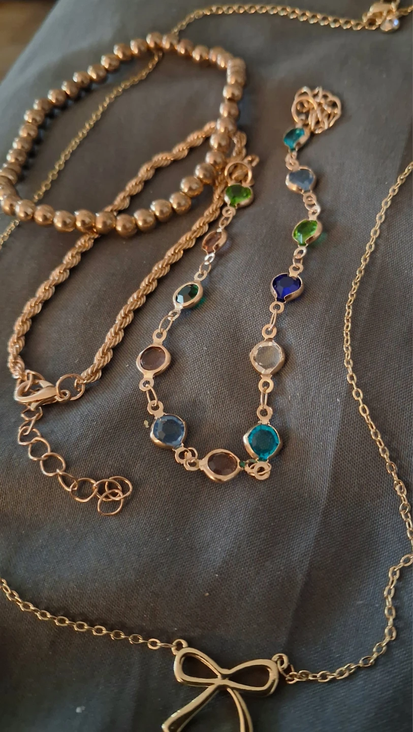Gold Tone Necklaces Set with Bow and Gem Accents - photo 5