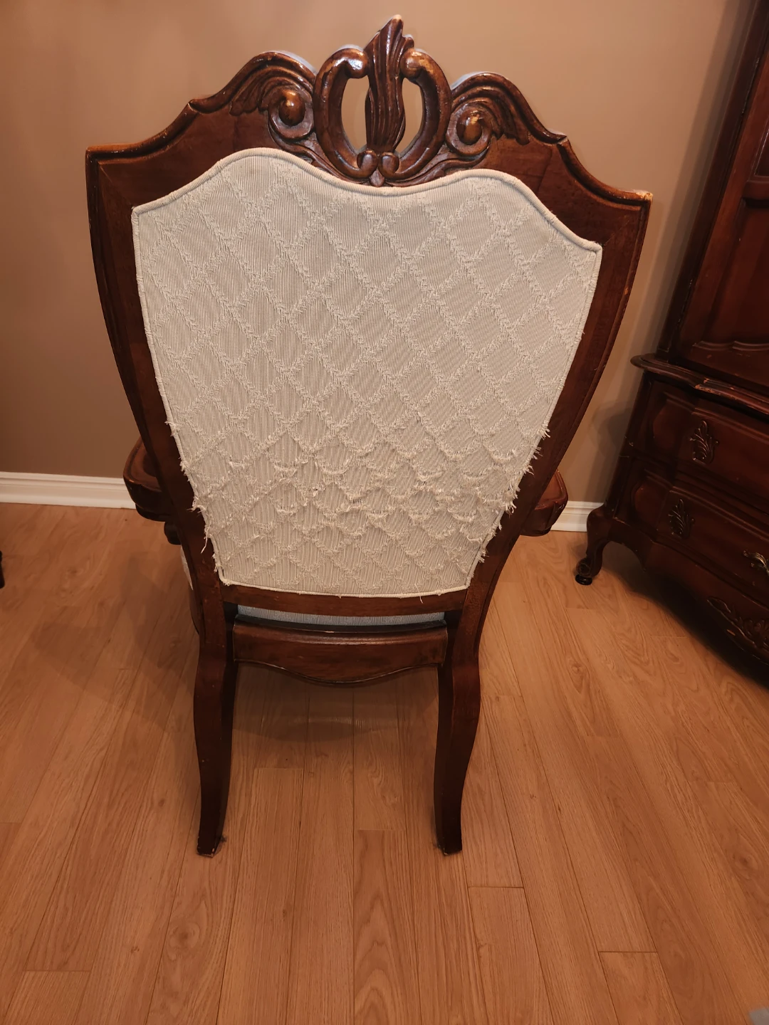 Ornate Wooden Dining Chair with Upholstered Seat and Back - photo 2