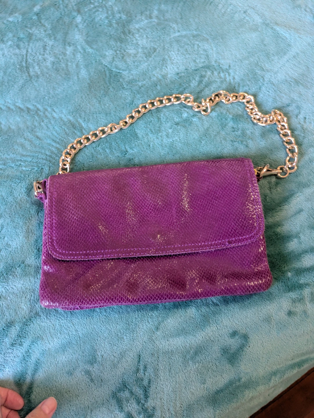 Purple Clutch with Chain Strap
