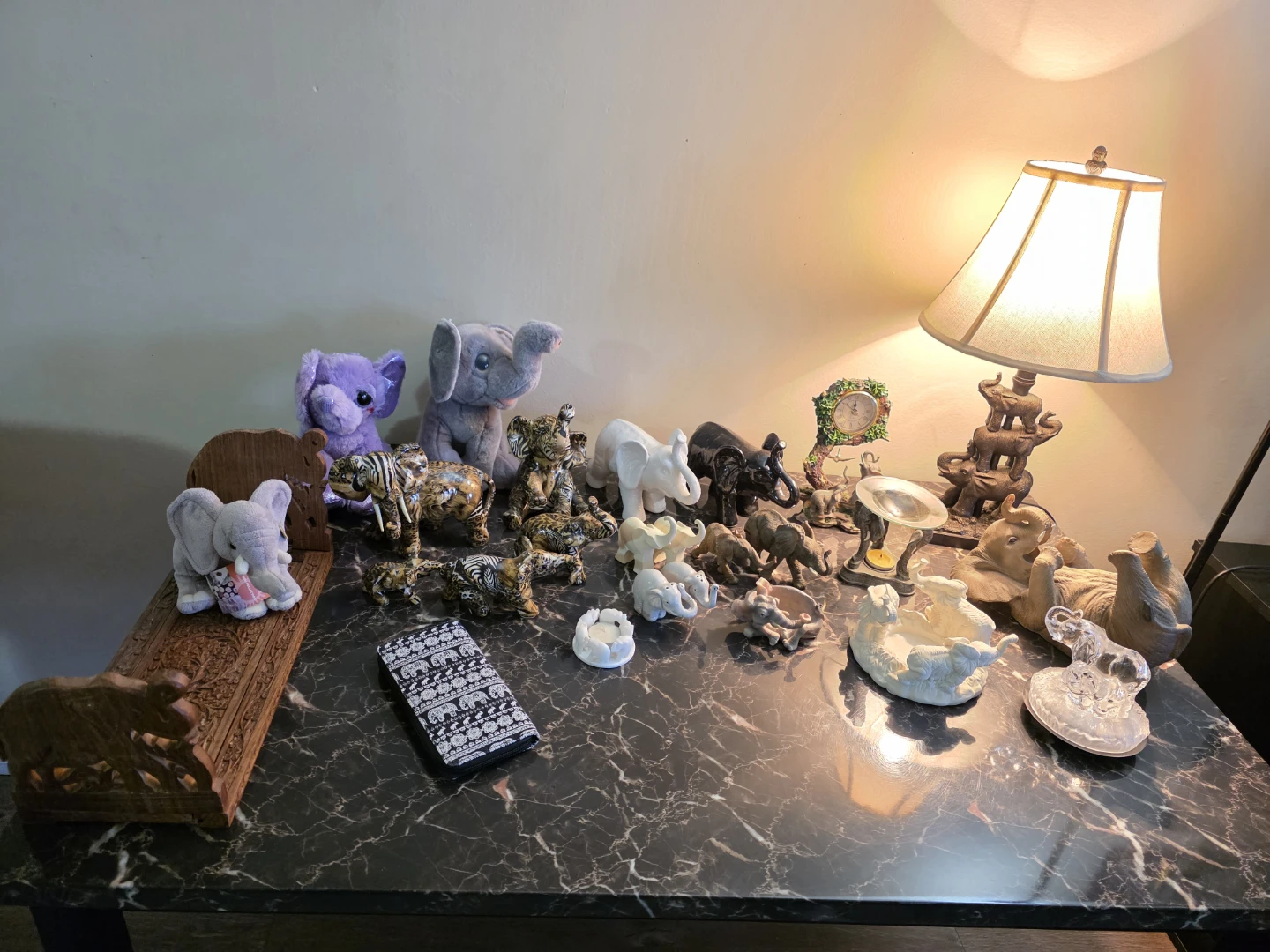 Collection of Elephant Figurines and Plush Toys