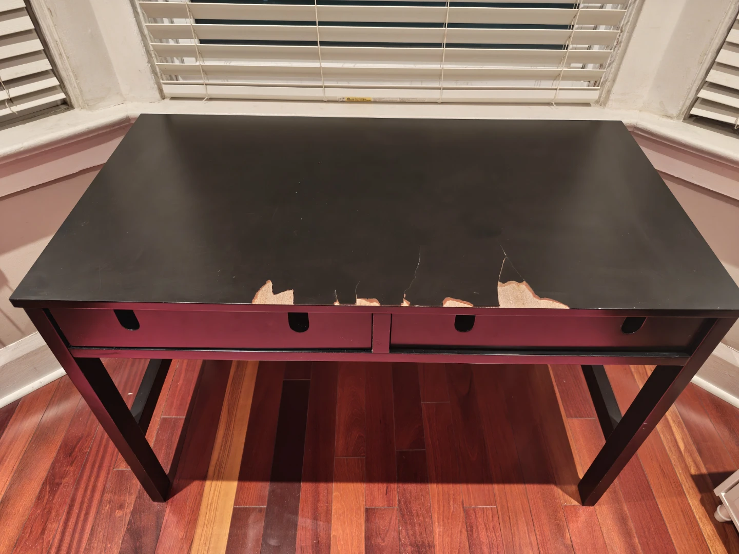 Black Desk with Two Drawers