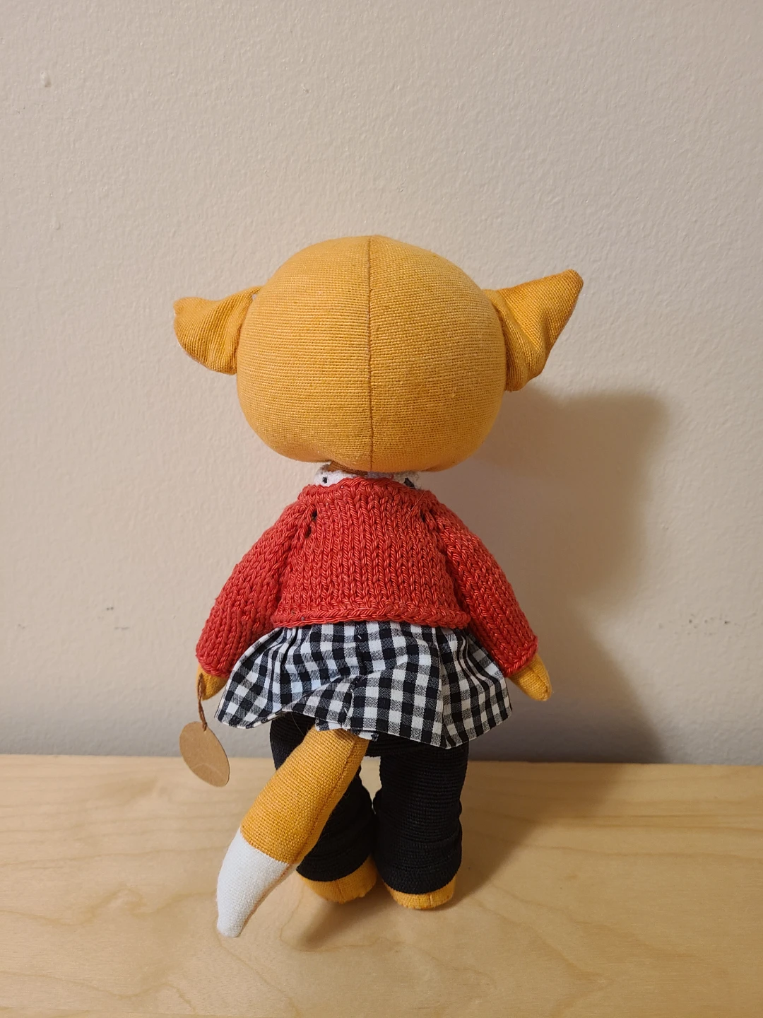 Handmade Fox Plush Toy with Dress and Cardigan - photo 3