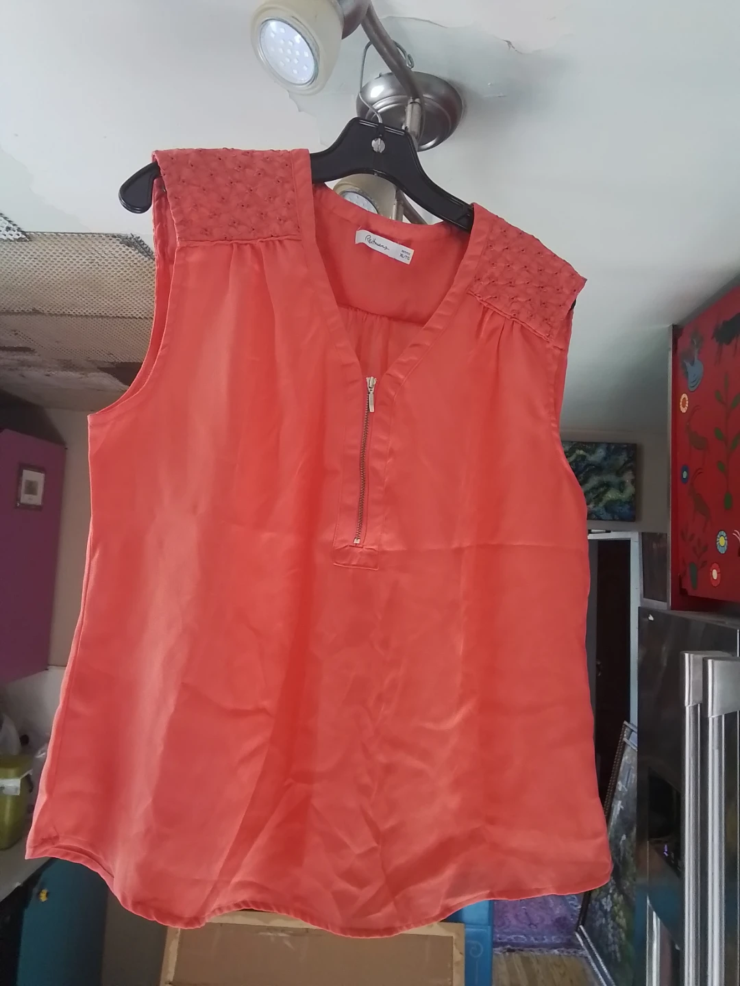Coral sleeveless top with YKK zipper