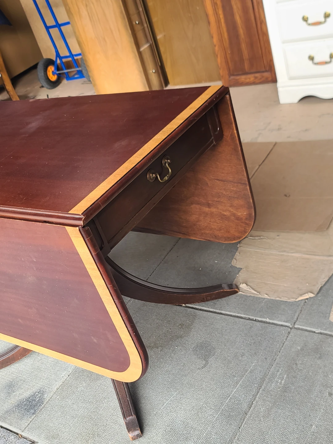 Solid Wood Drop-Leaf Dining Table- Classic Mahogany Finish - photo 4