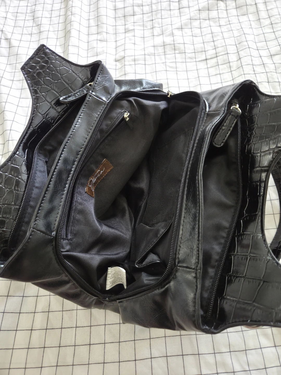 Black Faux Croc Shoulder Bag purse - photo 4