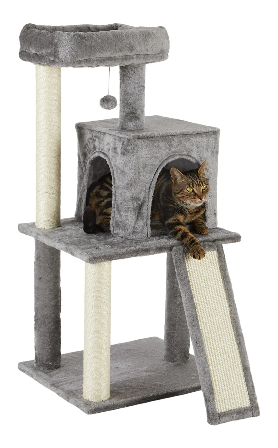 (BRAND NEW) Grey Cat Tree with Condo and Scratching Ramp - photo 3