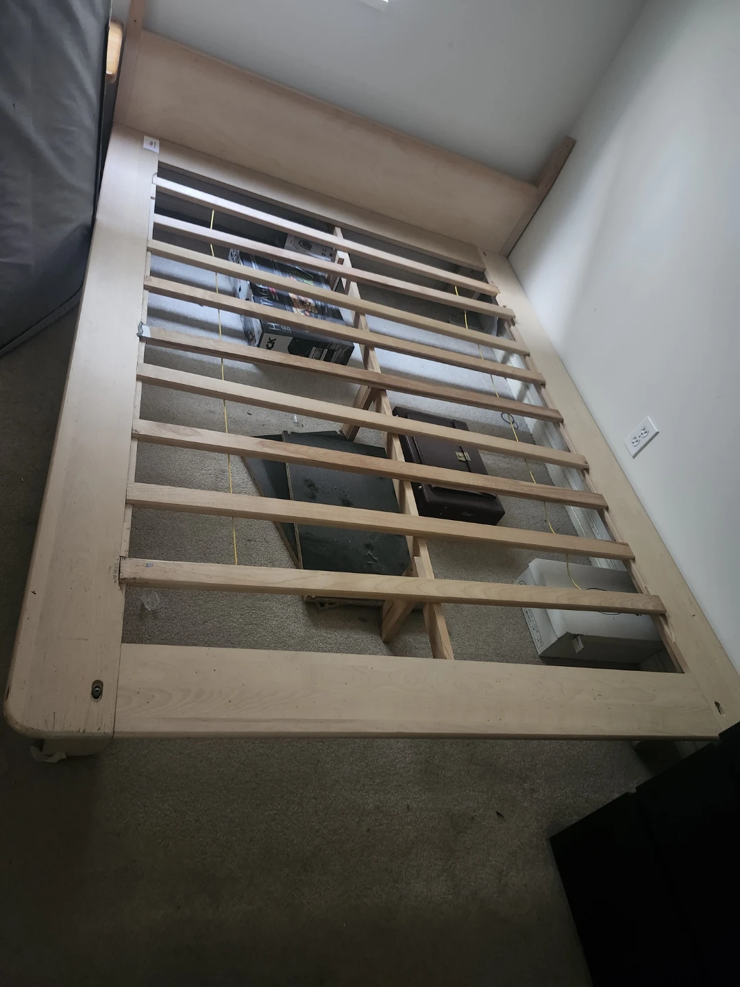 Queen Wooden Bed Frame with mattress - photo 2