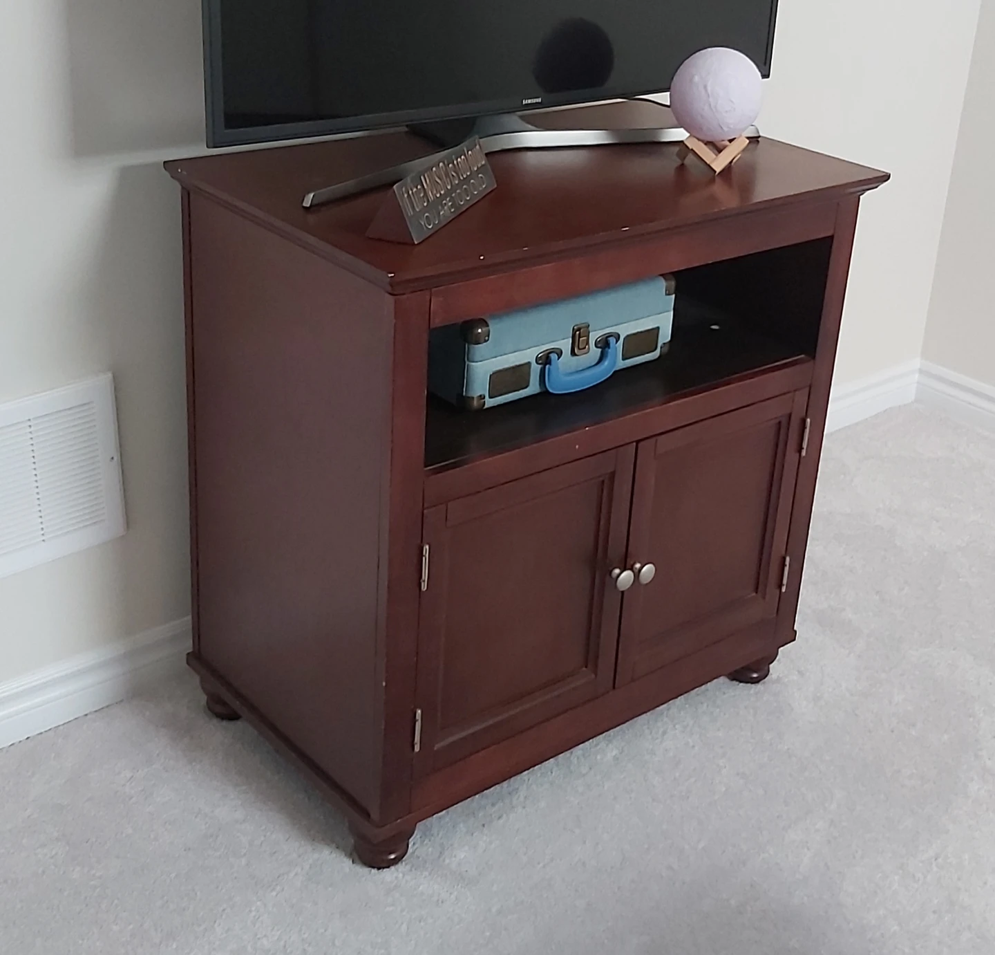 Dark Wood TV Stand with Cabinet