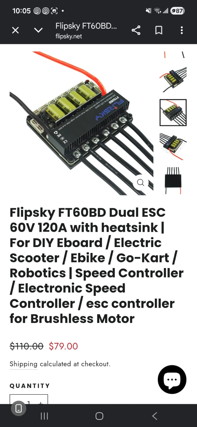 Flipsky FT60BD Dual ESC 60V 120A with heatsink