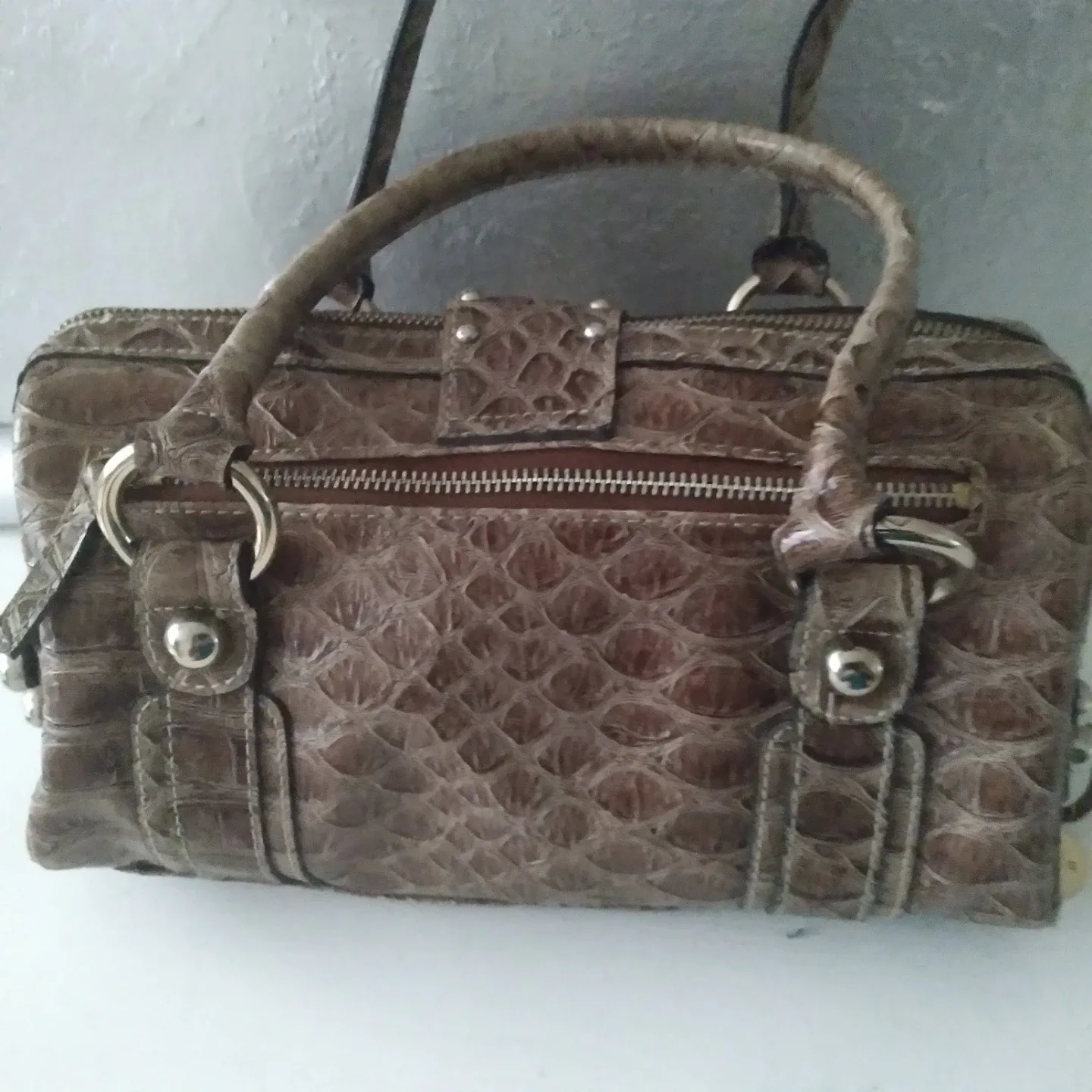 Guess Croc Embossed Satchel Handbag - photo 5