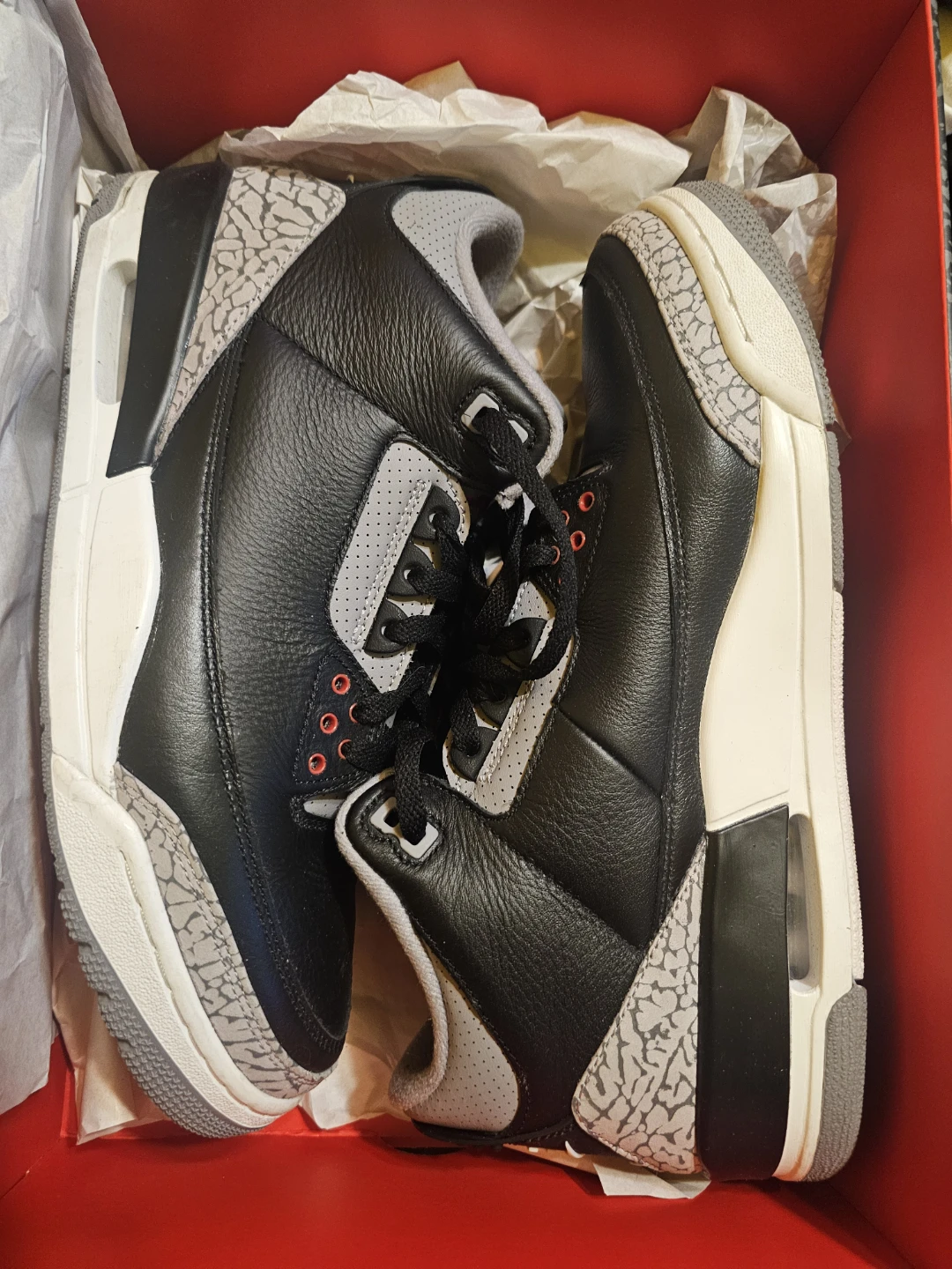 Air Jordan 3 Retro Black/Fire Red-Cement Grey Shoes