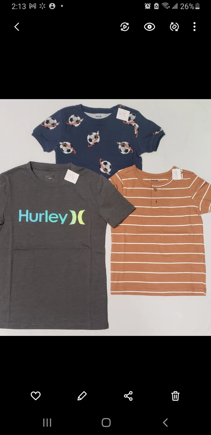 Brand new 3Pcs Kids' T-Shirts: Hurley, Pekkle  Henley