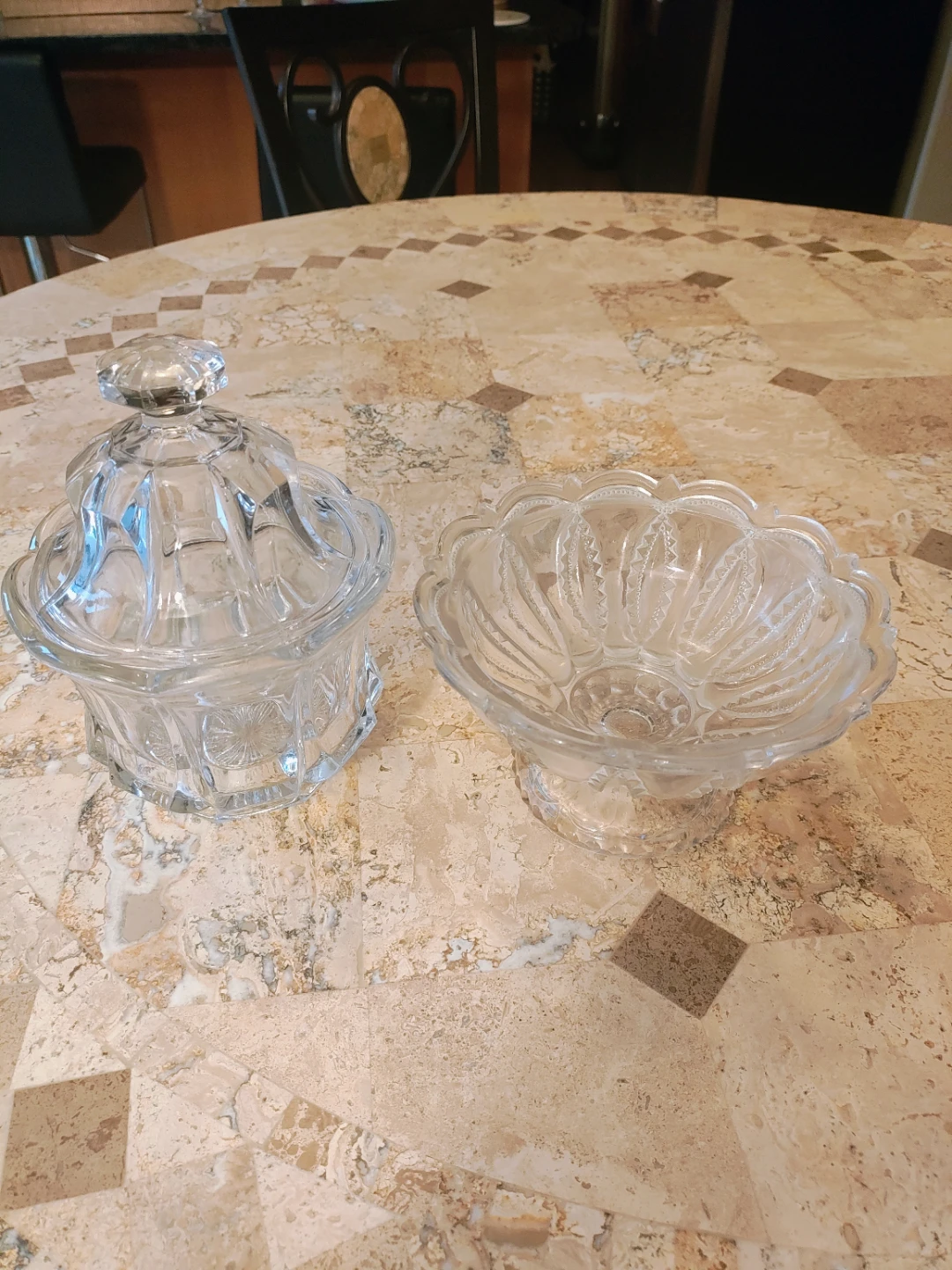 Clear Glass Candy Dish with Lid and footed candy dish