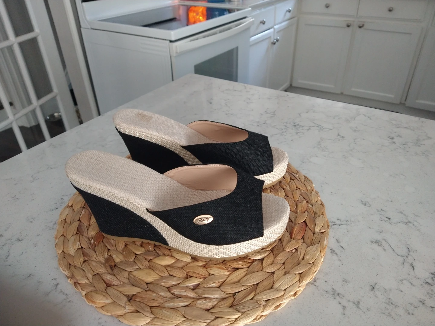 Black Wedge Sandals