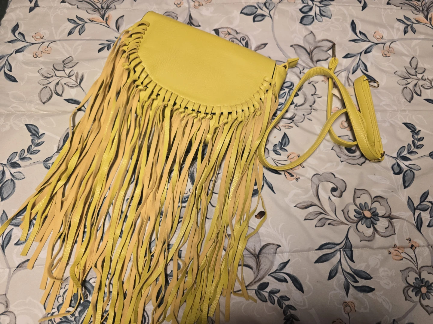 Yellow Fringed Crossbody Bag