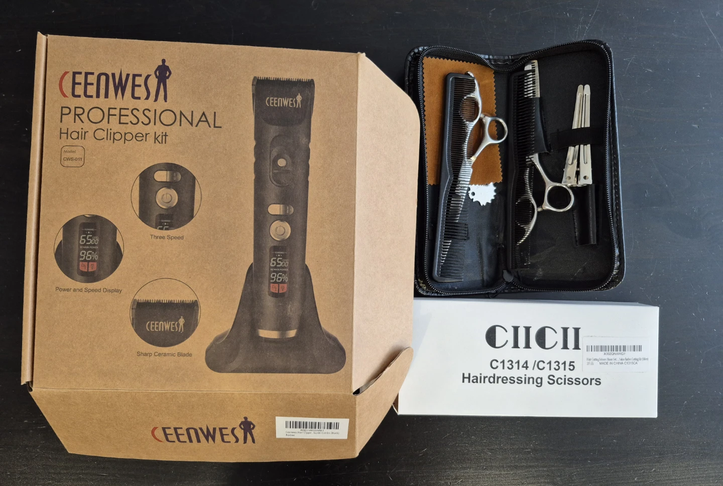 Professional Hair Clipper Kit and Scissors Set