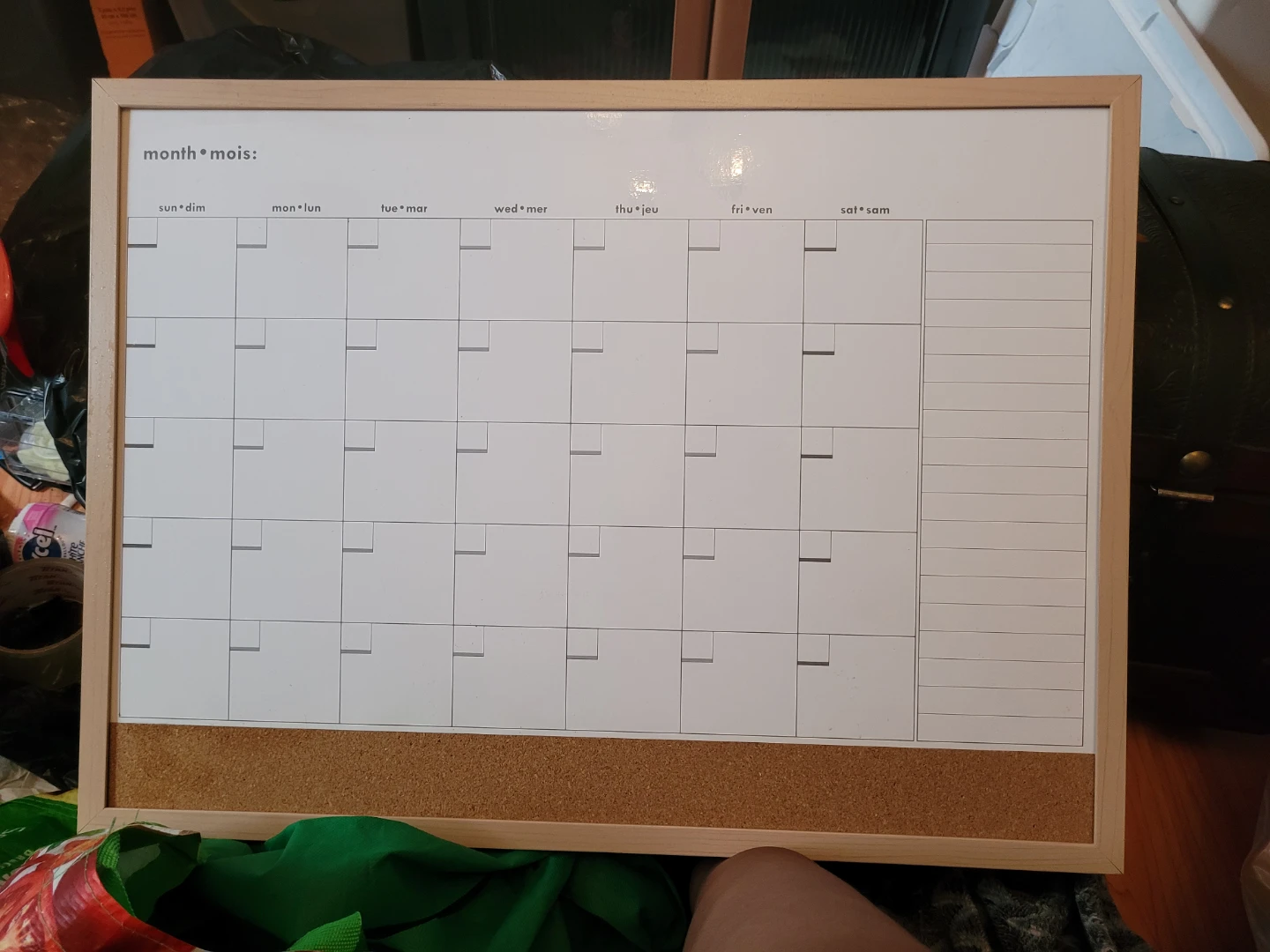 Monthly Dry Erase Calendar Whiteboard with Cork Strip - photo 2