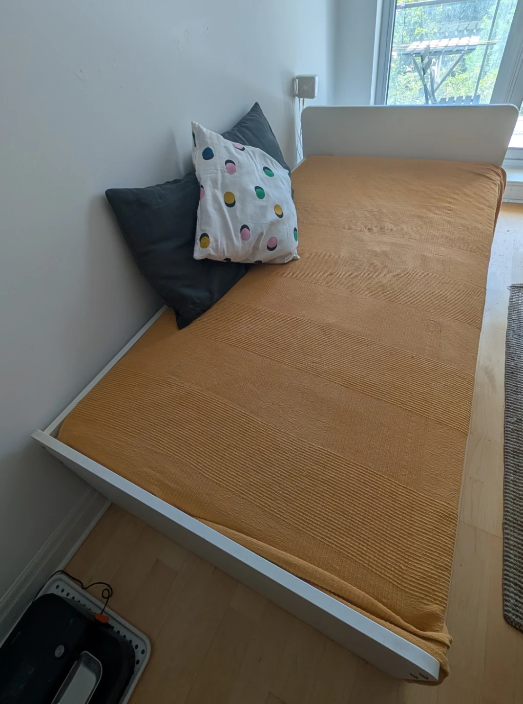 White Twin Bed Frame with twin mattress - photo 2