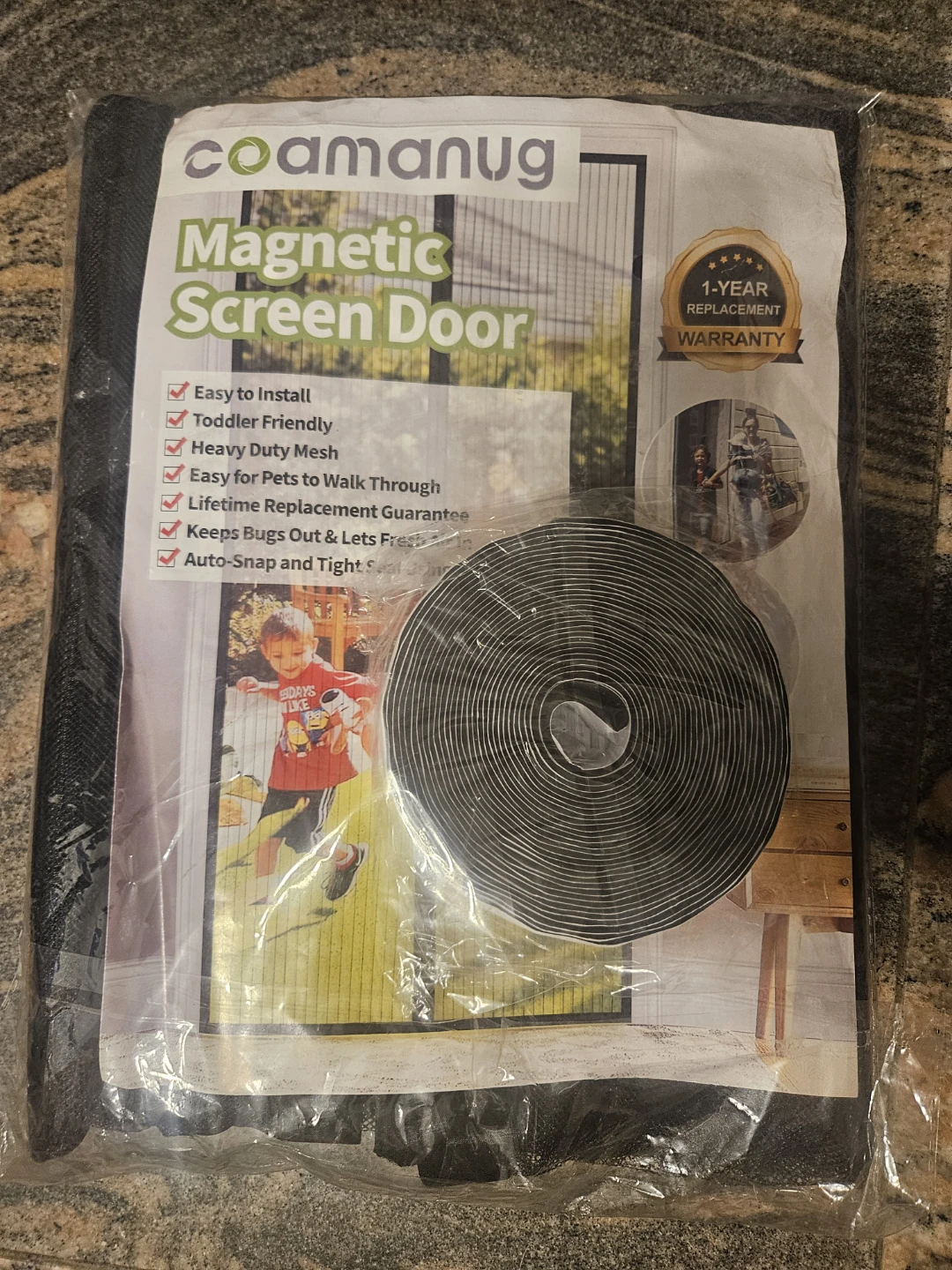 CoamAnug Magnetic Screen Door - 38 x 82 Inch, Black