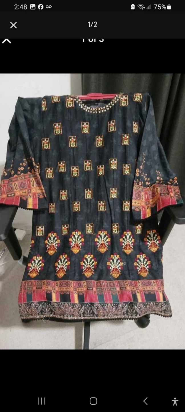 Women's 3-Piece Printed Kurti with Shalwar Kameez Set