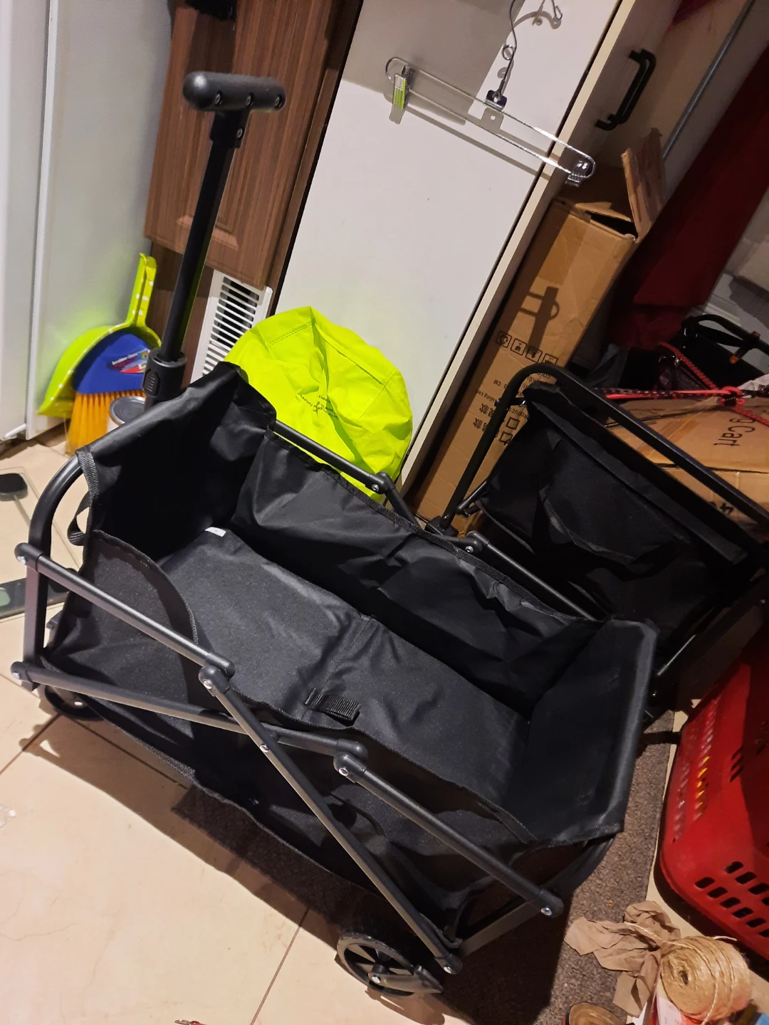 NWT Black Folding Wagon Cart with Extendable Handle