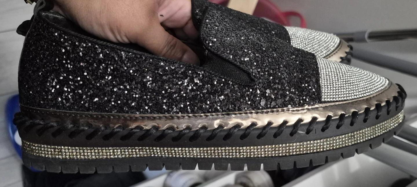 Sparkly Black Slip-on Shoes