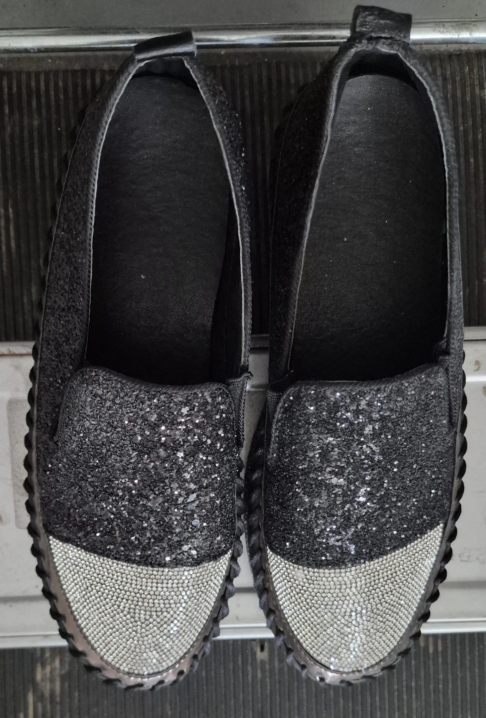 Sparkly Black Slip-on Shoes - photo 2