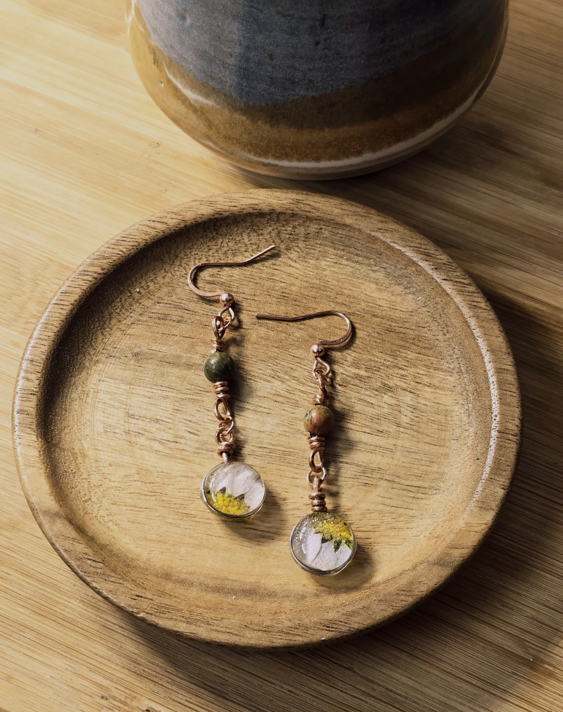 Handmade Real Pressed Flower Earrings - photo 2