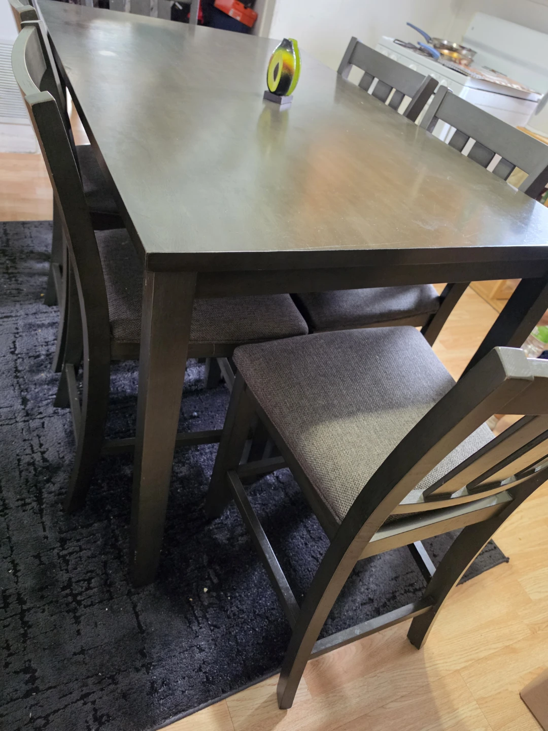 Dark Wood Dining Table and Chairs Set