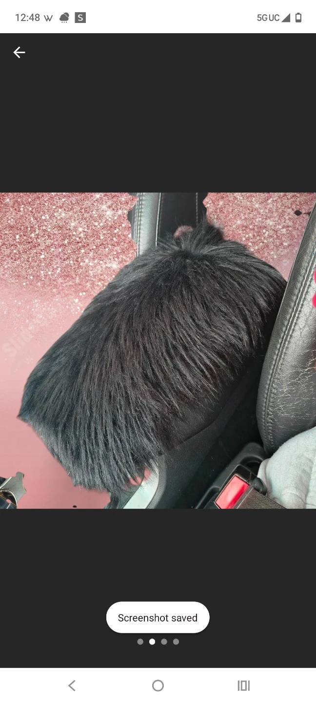 Black Faux Fur Car Center Console Cover Pad - photo 3